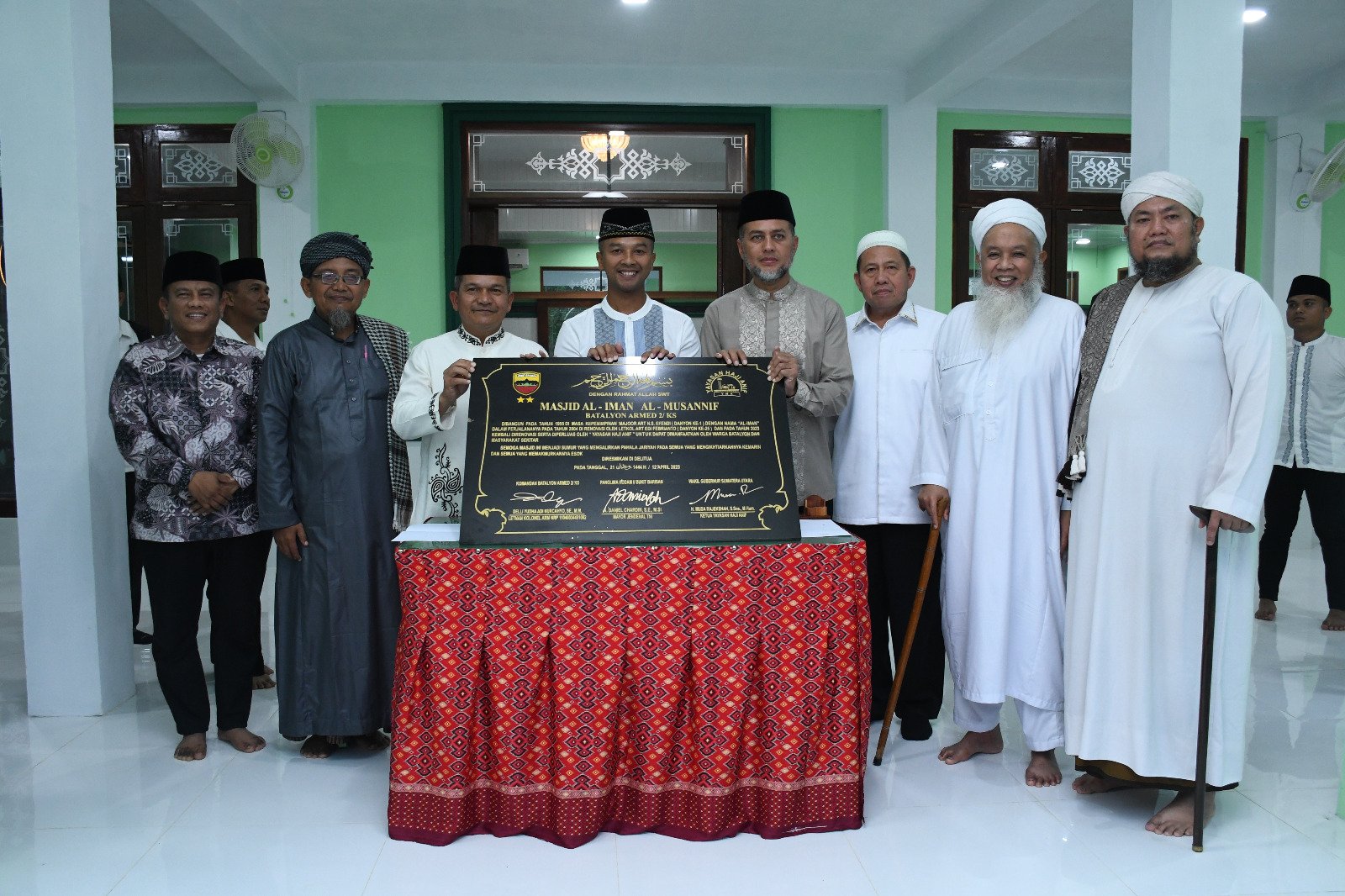 Pangdam I/BB Resmikan Masjid Al Iman Al Musannif Yon Armed 2/KS