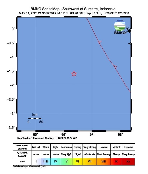 Gempa Bumi Tektonil 5,7 di Nias Selatan, Tidak Berpotensi Tsunami