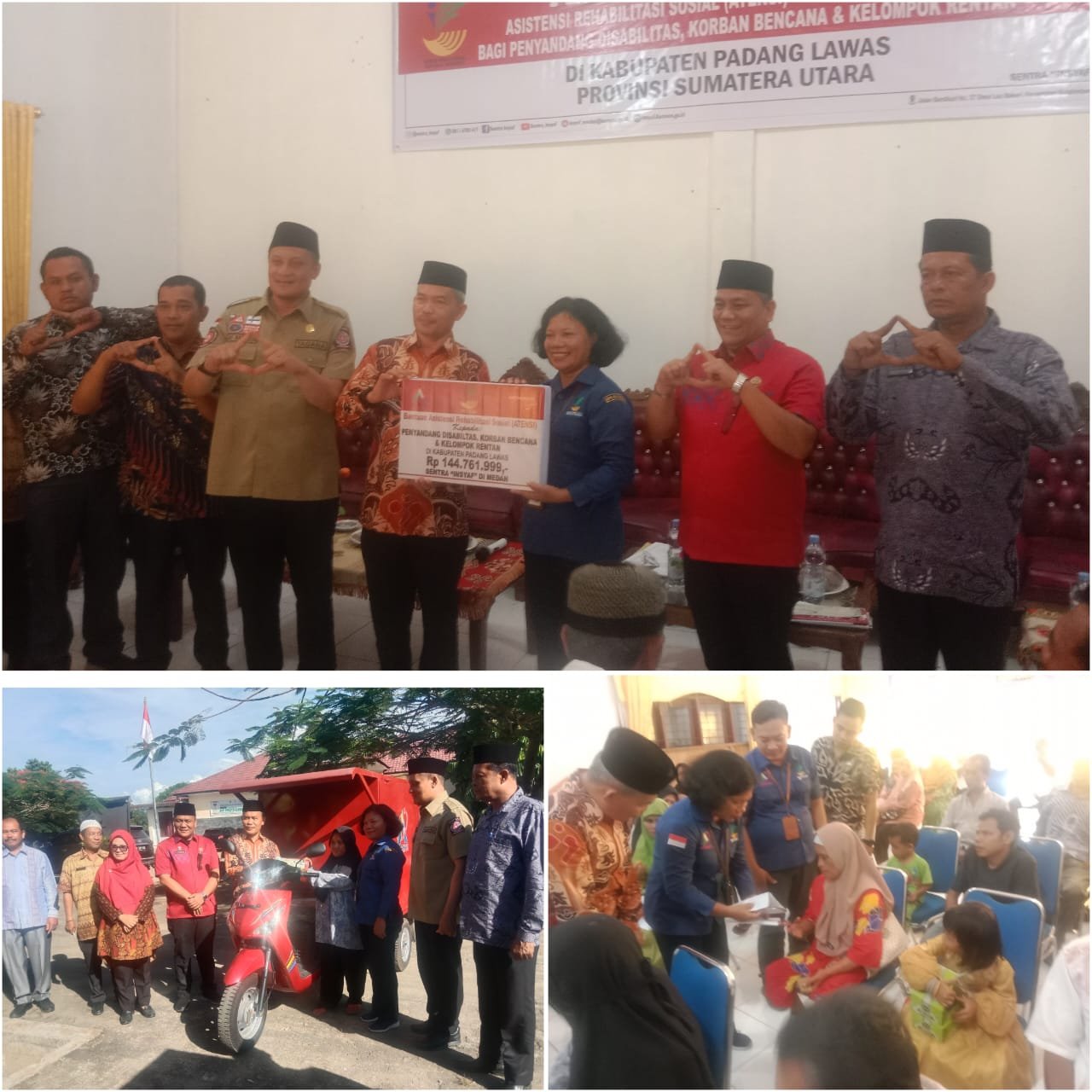 Sekda Bersama Dinsos Serahkan Bantuan Atensi Dari Kemensos RI