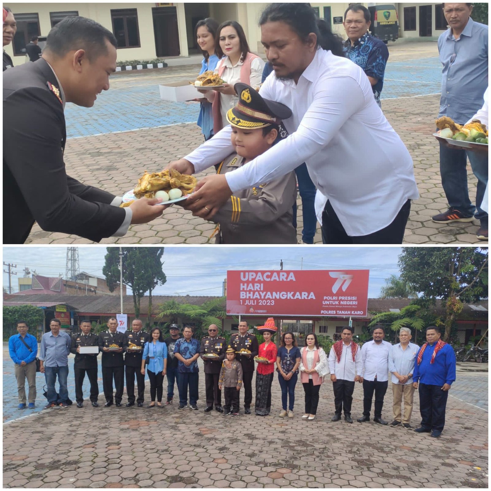 HUT ke 77 Bhayangkara, Rumah Aspirasi Hinca Panjaitan dan Tokoh Pemuda Karo Berikan Kado 5 Piring Manuk Sangkepi