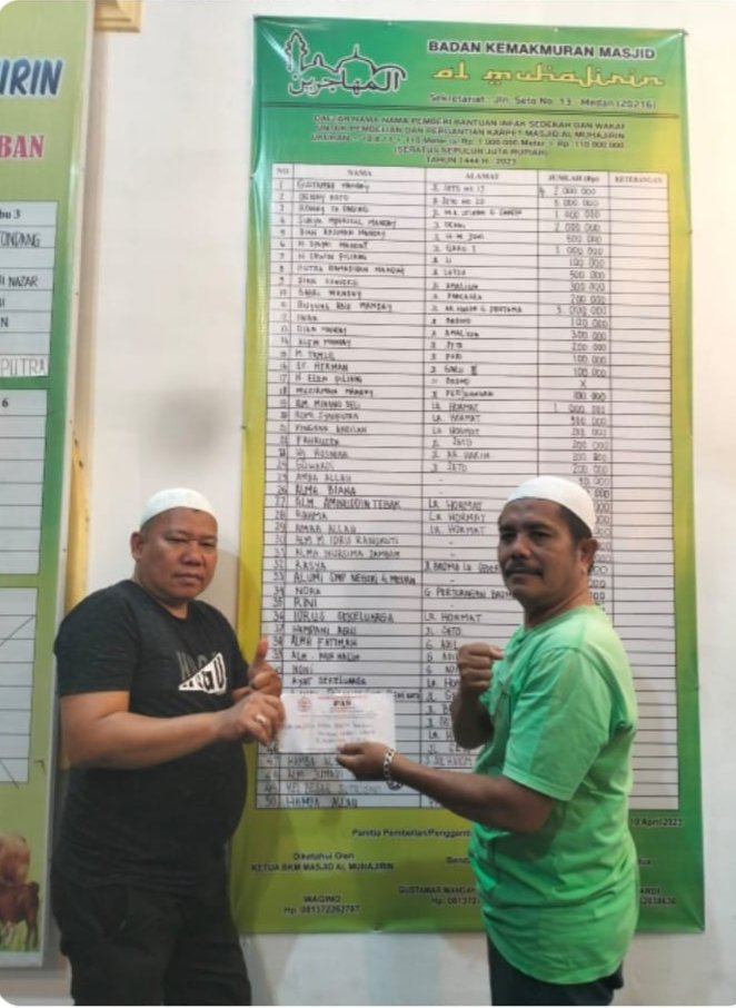 Jelang HUT Ke- 1, PAS Medan Salurkan Bantuan Sosial ke Mesjid Al-Muhajirin