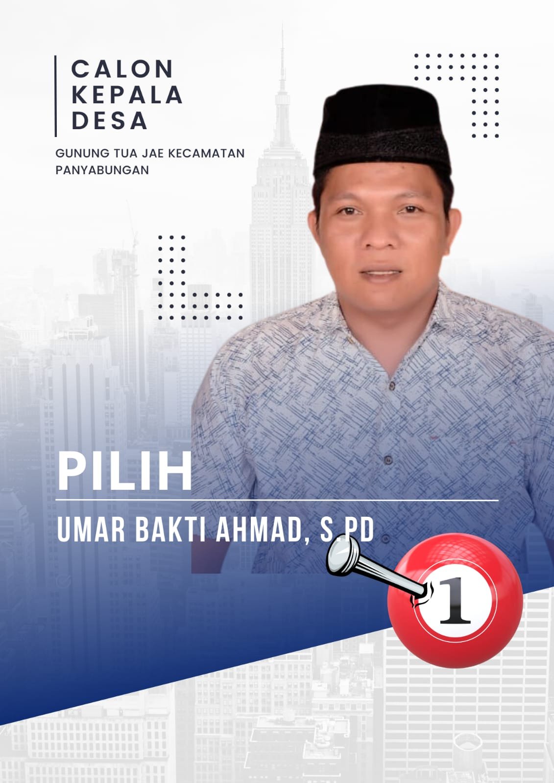 Pilkades Serentak Madina 2023, Cakades Gunung Tua Jae, Bakti Rangkuti  Nomor 1