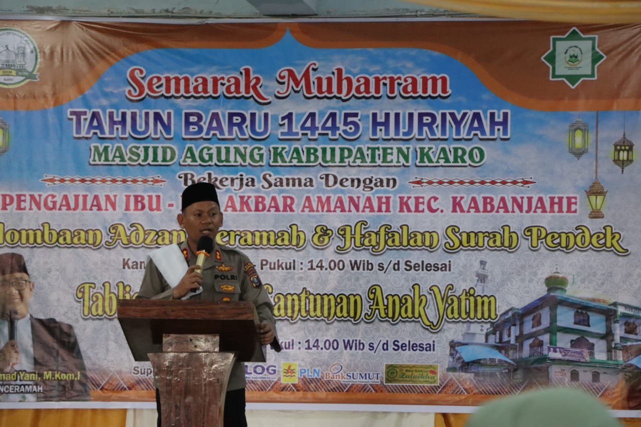 Kapolres Tanah Karo Hadiri Kegiatan Semarak Muharam Tahun Baru 1445 H di Mesjid Agung Kabanjahe