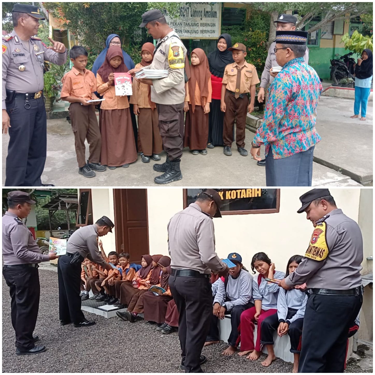 Polsek Tanjung Beringin dan Kotarih, Bagikan Buku dan Bacaan Gratis Kepada Pelajar