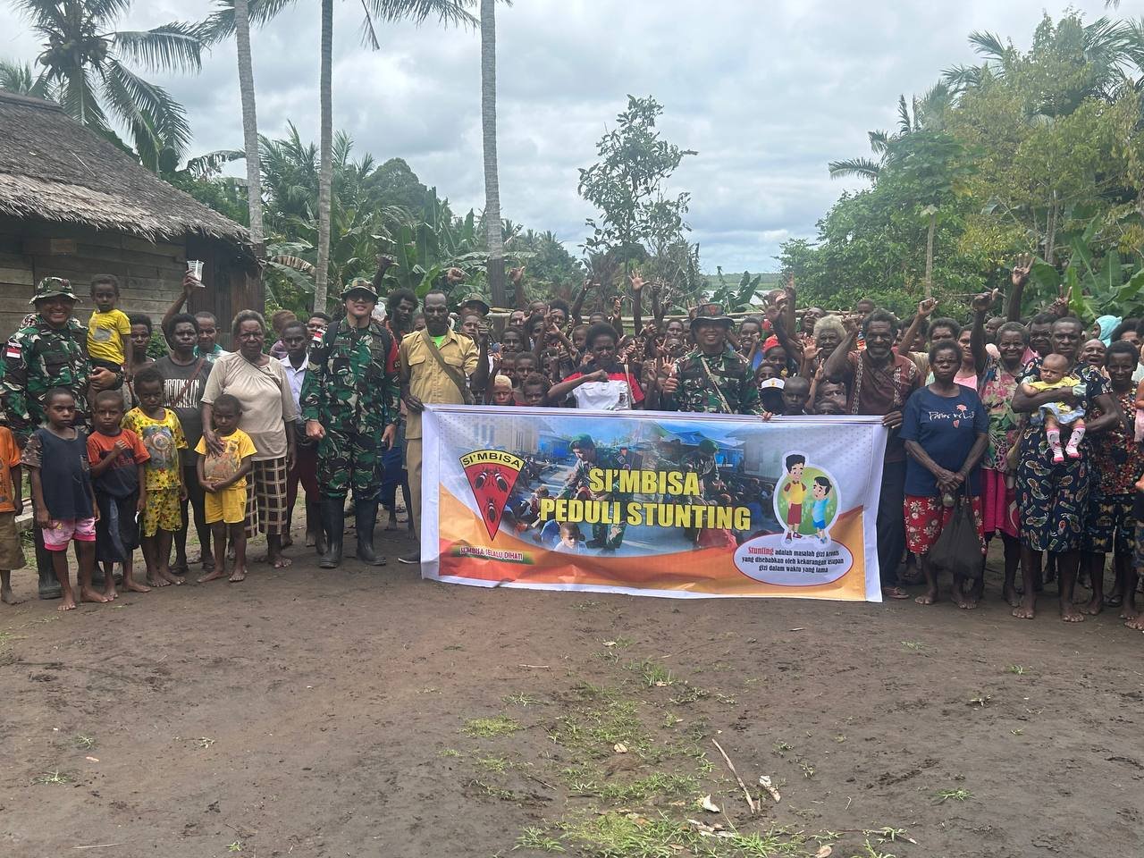 Peringati HUT TNI Ke-78, Satgas Pamtas Kewilayahan Yonif 125/SMB Gelar Kegiatan Si’mbisa Peduli Stunting di Mappi