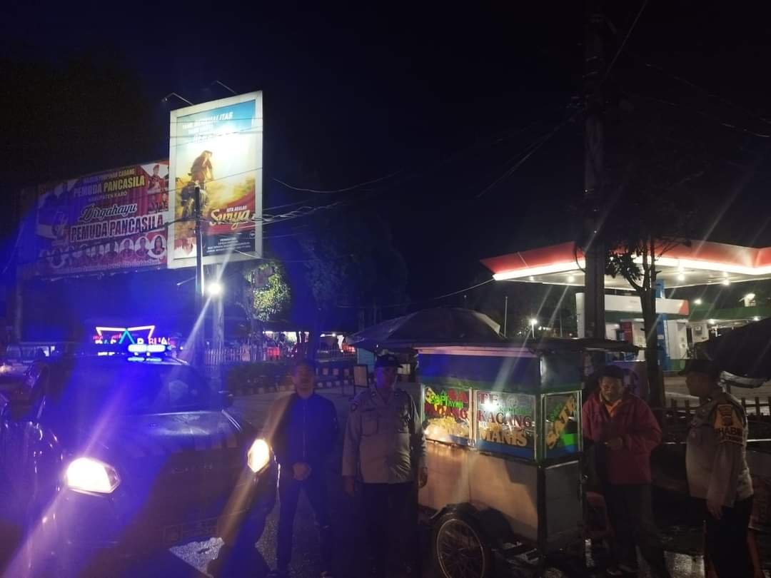 Jaga Kamtibmas Kondusif Malam Hari, Polsekta Berastagi Lakukan Patroli Bluelight