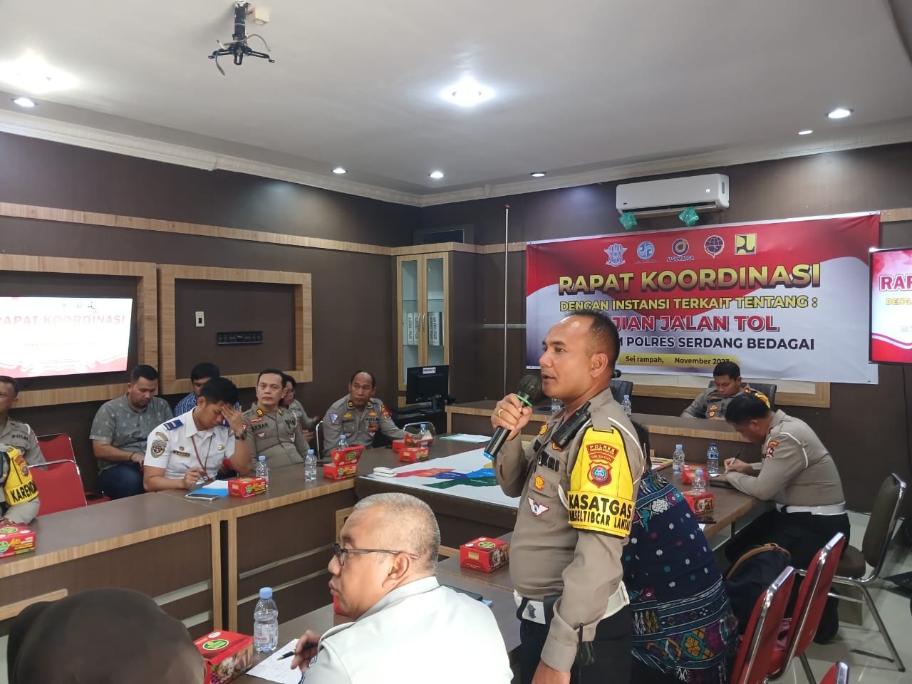 Wakapolres Sergai Sambut Tim Jemenopsrek Ditkamsel Korlantas Polri, Kaji Jalan Tol Wilkum Polres Sergai