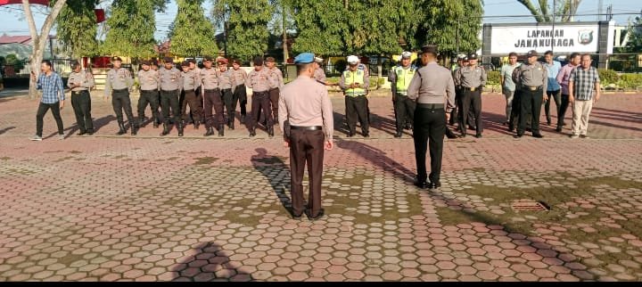 Personil Polres Langkat Apel Pengamanan Kampanye