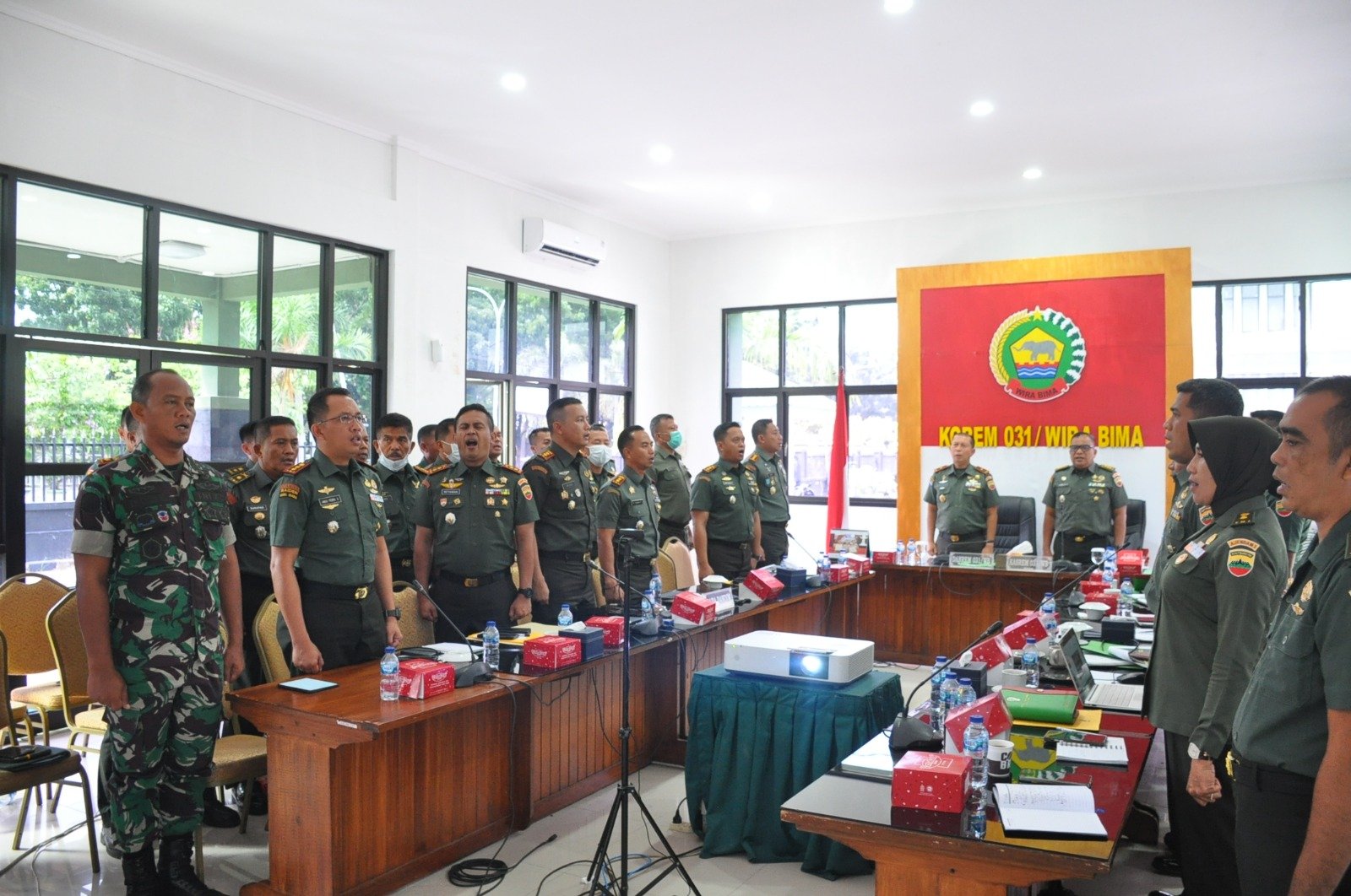 Danrem 031/WB Ikuti Rapat Evaluasi Program Kerja dan Anggaran Kodam I/BB Secara Vicon Semester II TA 2023