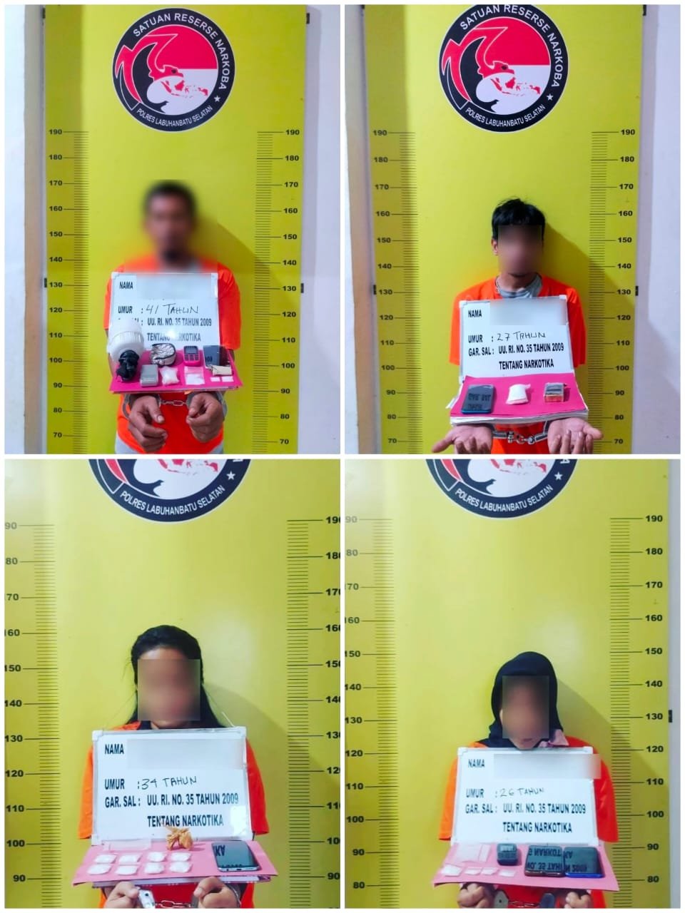 Polres Labusel Gencar Berantas Narkoba 2 Wanita dan 2 Pria Jaringan Diringkus