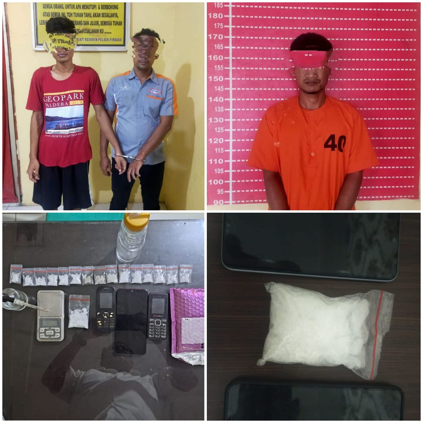 Sehari, Polsek Firdaus Ungkap 2 Kasus Narkoba, 3 Pelaku Diamankan dengan BB 125 Gram Sabu