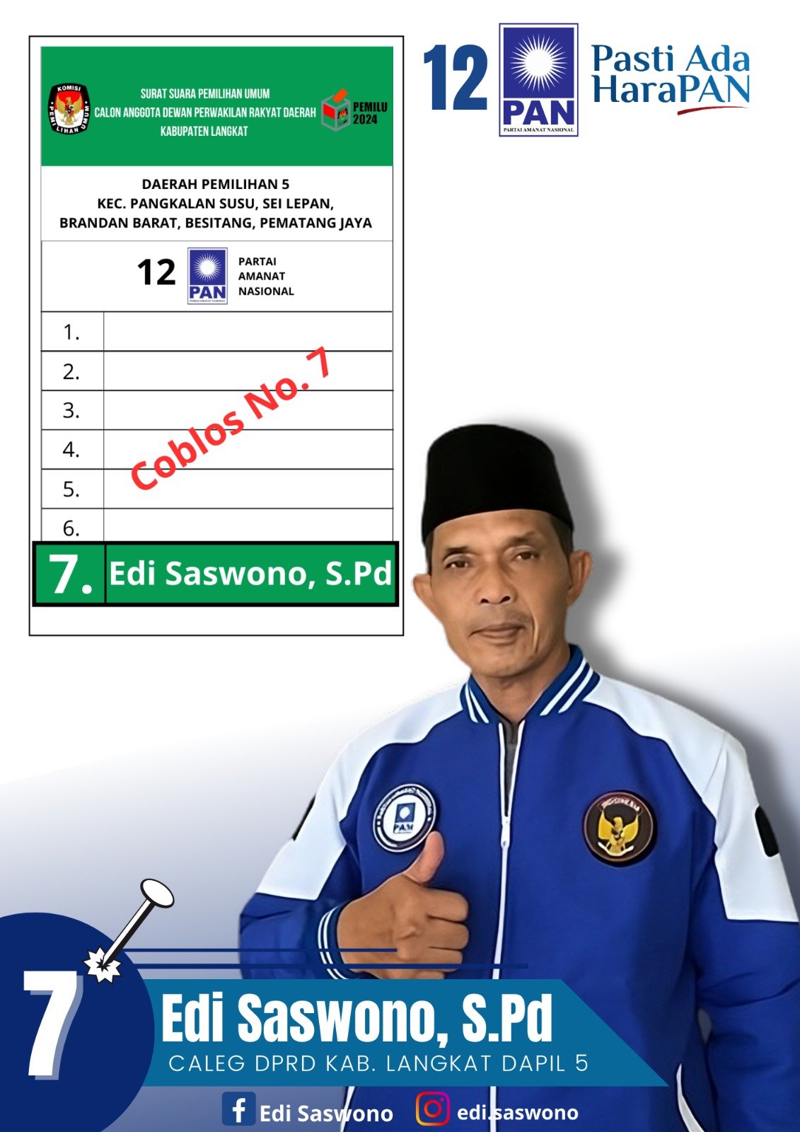 Edi Saswono S.Pd Bacaleg DPRD Langkat Dapil 5, Bertekad Meningkatkan Kependidikan dan Kesejahteraan Masyarakat