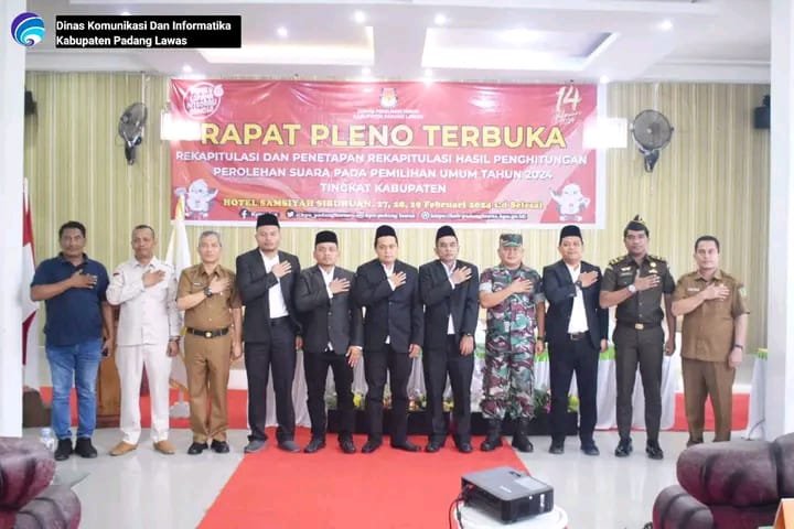 Sekdakab Palas Hadiri Rapat Pleno Terbuka Rekapitulasi dan Penetapan  Perhitungan Perolehan Suara Hasil Pemilu Tahun 2024 Tingkat Kabupaten