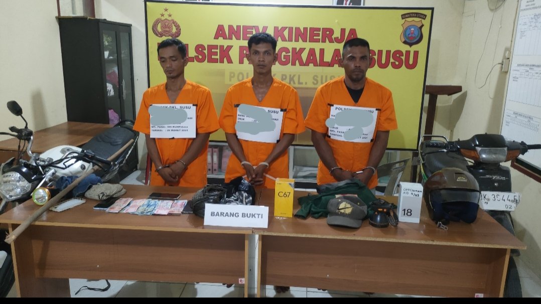 Polsek Pangkalan Susu Amankan Tiga Perampok