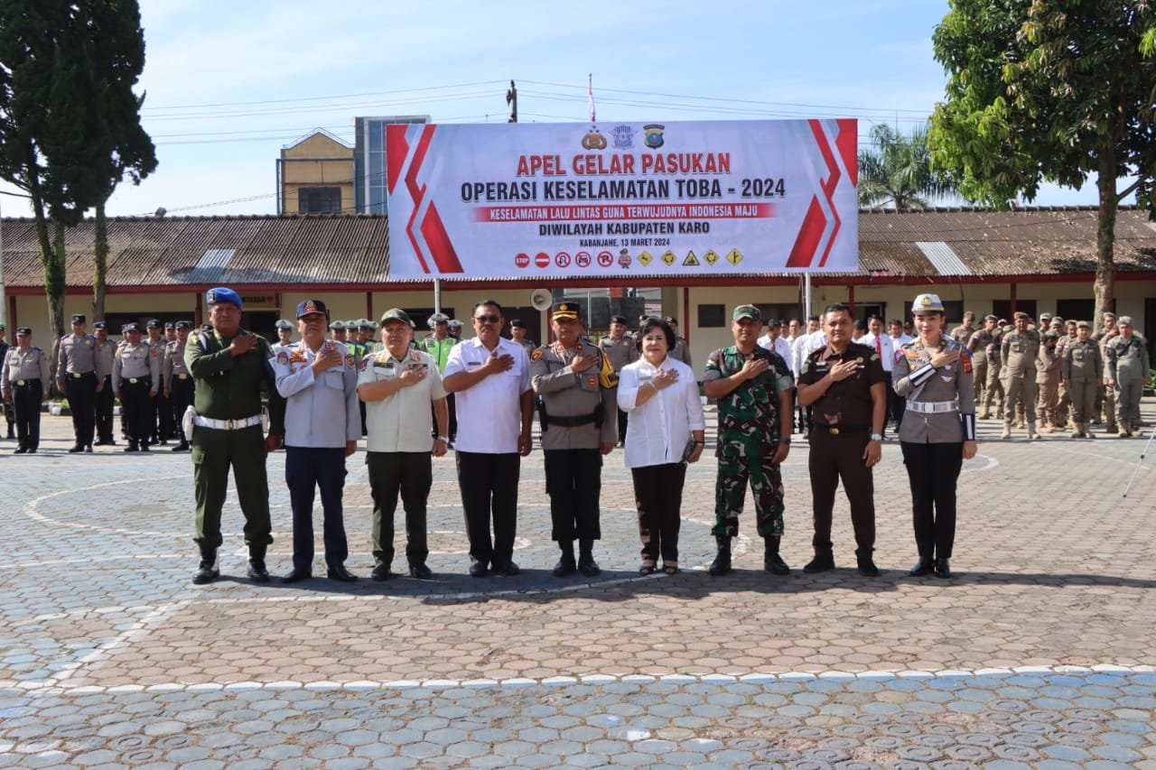 Ops Keselamatan Toba 2024, Polres Tanah Karo Laksanakan Apel Gelar Pasukan