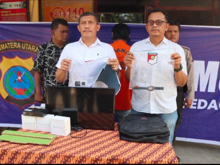 Ps. Humas Polres Sergai Rilis Penang kapan Pelaku Bongkar Rumah Dari Polsek Teluk Mengkudu