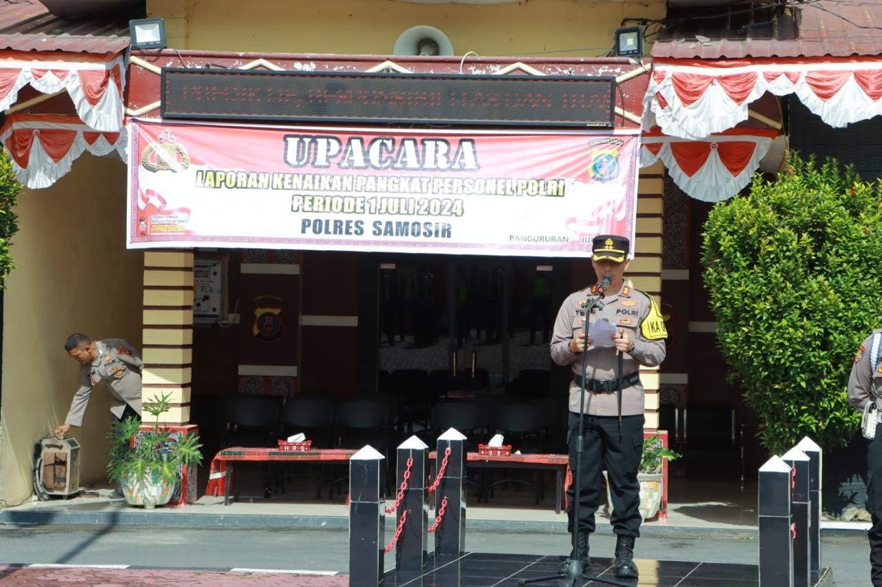 15 Personil Bintara Polres Samosir Naik Pangkat