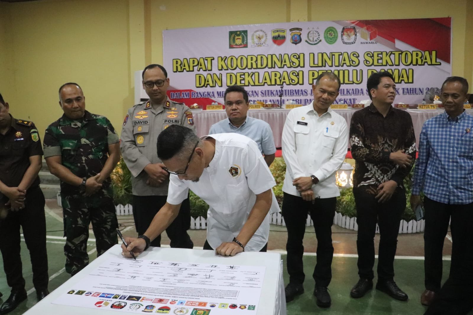 Polres Langkat Rakor Lintas Sektoral dan Deklarasi Pemilu Damai