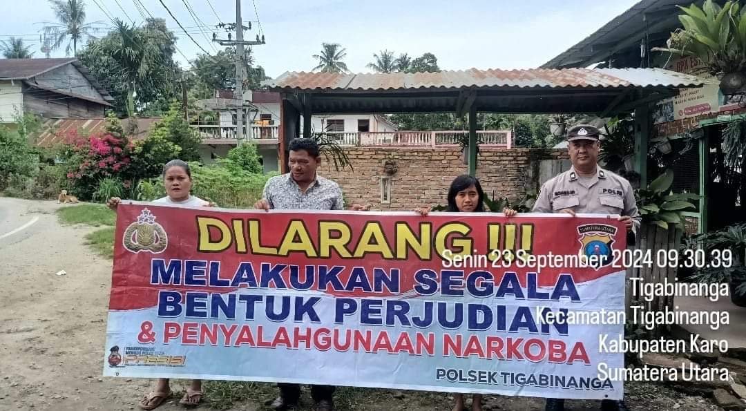 Polsek Tigabinanga dan Warga Kolaborasi Kampanye Anti Narkoba dan Judi