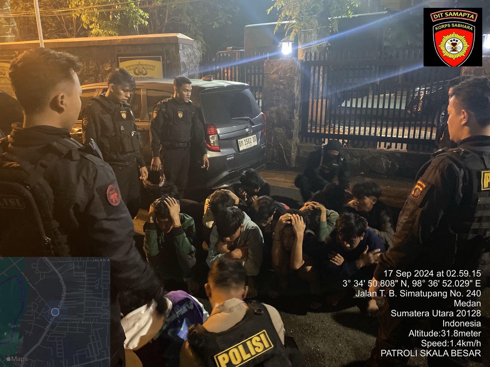 Tim Patroli Presisi Polda Sumut Amankan 12 Anggota Geng Motor Bersajam