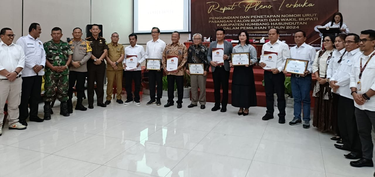 KPU Humbahas Gelar Pengundian Nomor Urut Empat Paslon Bakal Bupati dan Wakil Bupati