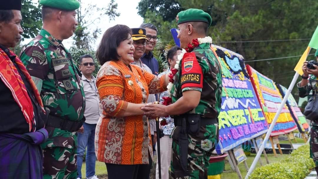 Bupati Karo Sambut Personil Purna Tugas Batalyon Infanteri 125/Si’mbisa