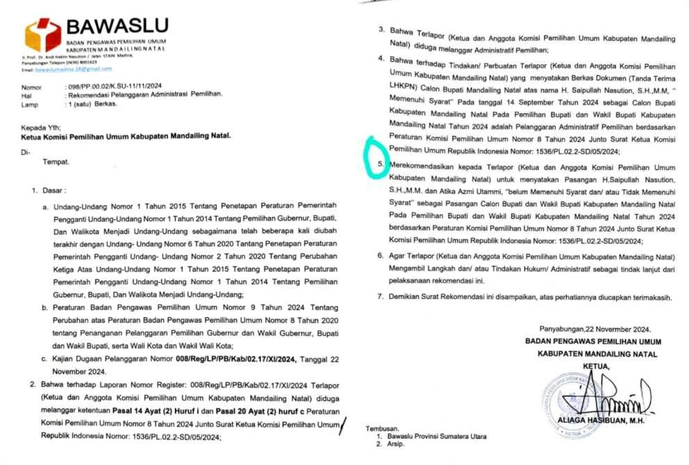 Berkas Saipullah dan Atika Tidak Penuhi Syarat, Fuad : KPU Madina Harus Laksanakan Rekomendasi Bawaslu