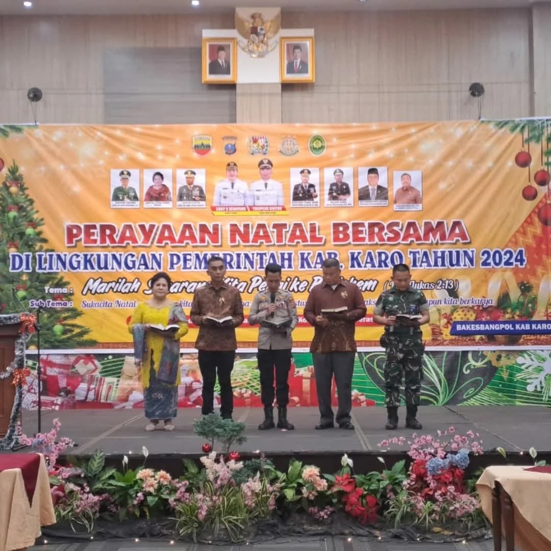 Polres Karo Ikuti Perayaan Natal Tahun 2024 Bersama Pemkab Karo