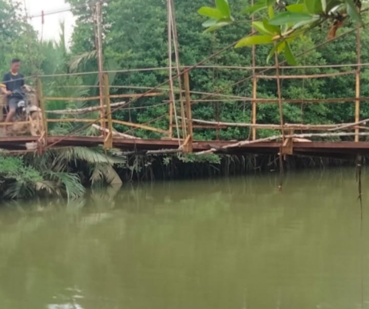 Buat Pemkab Langkat, Jembatan Gantung Penghubung Dua Desa Nyaris Rubuh
