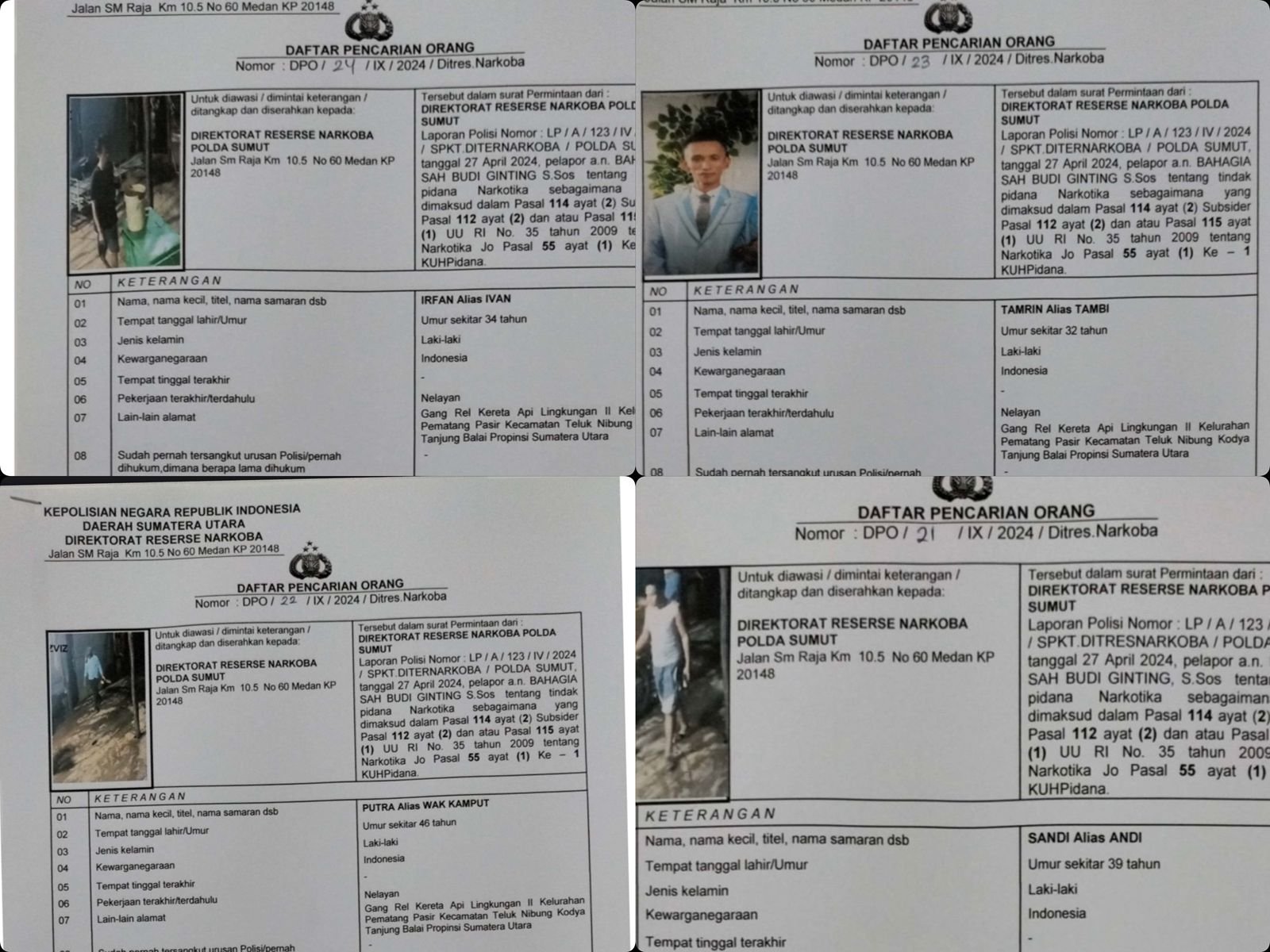 Empat Buron Kasus Narkoba 117 Kg Diburu Polda Sumut