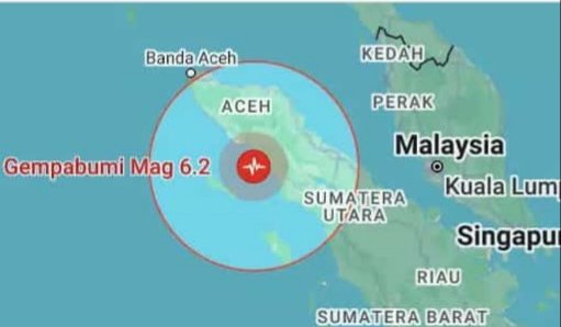 Gempa Tektonik M6,2 di Aceh Selatan, Tidak Berpotensi Tsunami