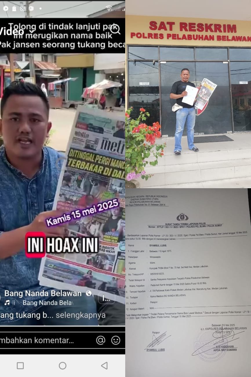 Diduga Sebar Tuduhan Hoaks, Akun Facebook “Bang Nanda Belawan” Dilaporkan ke Polisi