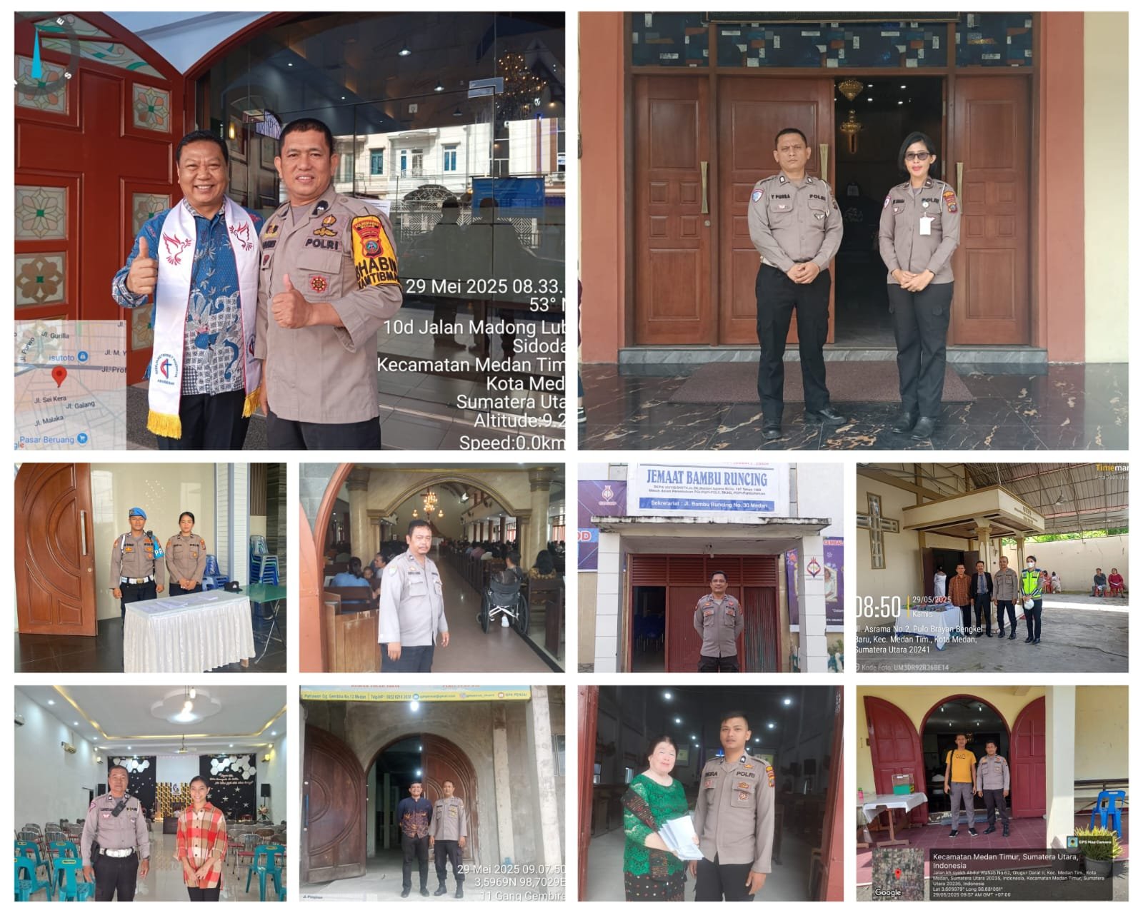 Personil Polsek Medan Timur Laksanakan Pengamanan Hari Kenaikan Yesus Kristus Tahun 2025