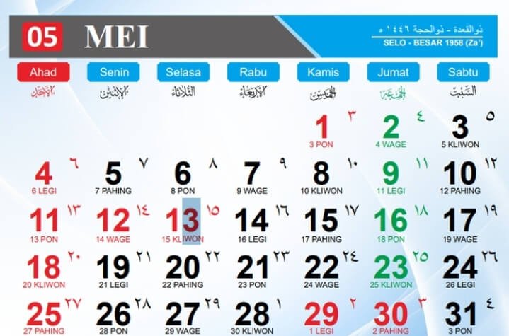 Kalender Jawa Hari Minggu, 11 Mei 2025 Intip Weton dan Penanggalan Hijriahnya!