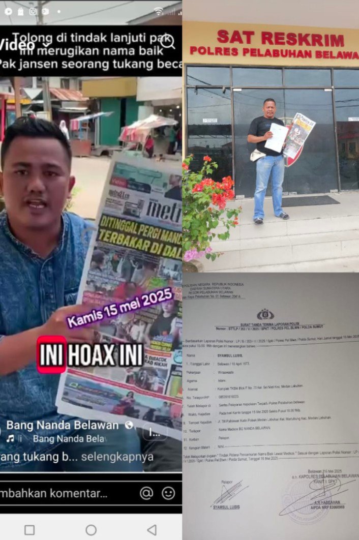 Bangun Narasi Buruk Kepada Harian Metro24, Wartawan dan Owner Tempuh Jalur Hukum Terhadap Konten Kreator “Bang Nanda Belawan”