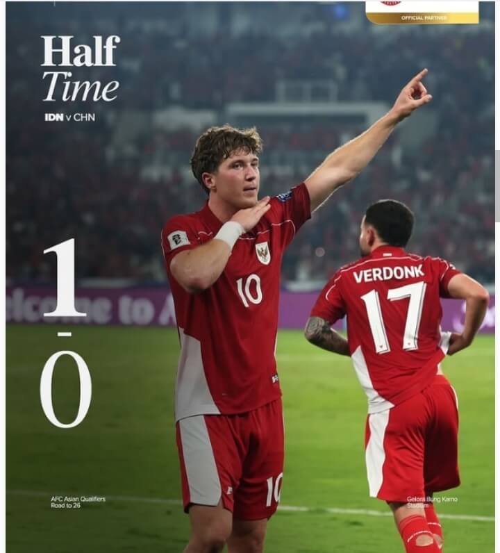 Gooool, Romeny Bawa Timnas Indonesia Unggul Sementara atas China 1-0 