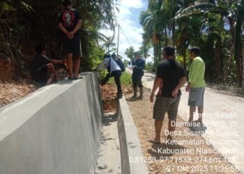 PUPR Nias Selatan Tinjau Pembangunan Penahan Tebing di Ulususua