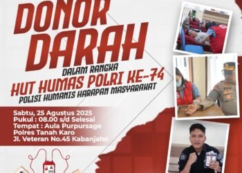 Polres Tanah Karo Gelar Donor Darah dalam Rangka HUT Humas Polri ke-74