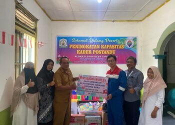 Pertamina EP Rantau Dukung Pencegahan Stunting Lewat Bantuan Alat Posyandu di Desa Sukajadi