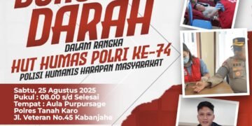 Polres Tanah Karo Gelar Donor Darah dalam Rangka HUT Humas Polri Ke-74