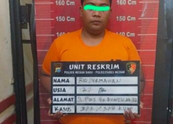 Polsek Medan Baru Amankan Pelaku Melakukan Penggelapan 1 Unit iPhone 12.