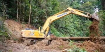 Bupati Pakpak Bharat Tinjau Penanganan Longsongsor Jalan Penghubung Lagan-Pagindar