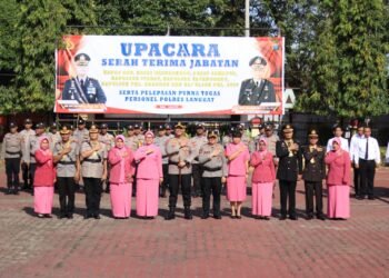 Kapolres Langkat Pimpin Sertijab Kabag Ren, Kasat, Kapolsek serta Purna Bakti Polri