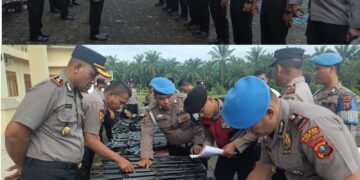 Cegah Penyalahgunaan, Wakapolres Padang Lawas Pimpin Pengecekan Senjata Api Personel