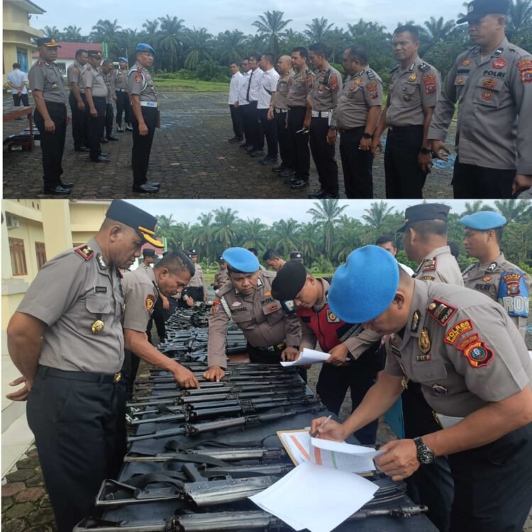 Cegah Penyalahgunaan, Wakapolres Padang Lawas Pimpin Pengecekan Senjata Api Personel