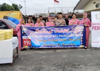 Pererat Silaturahmi di Bulan Suci Ramadan, Polsek Pancur Batu dan Bhayangkari Berbagi Takjil