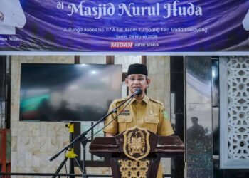 Safari Ramadan di Masjid Nurul Huda, Pemko Medan Salurkan Bantuan dan Santuni Anak Yatim
