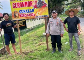 Polsek Munte Pasang Spanduk Imbauan Waspada Curanmor di Kecamatan Munte