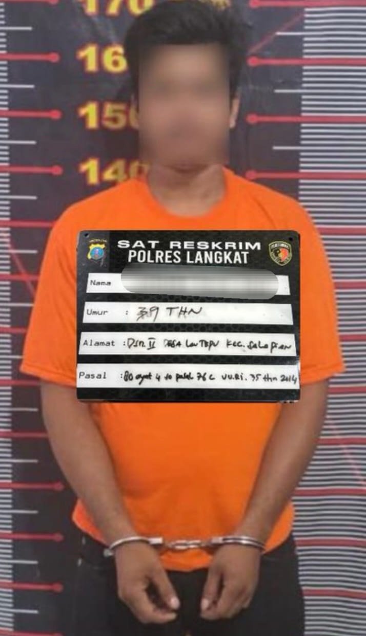 Aniaya Anak di Bawah Umur, Ayah Tiri Diringkus Sat Reskrim Polres Langkat