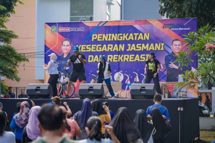 Wujudkan Program Prioritas Rico Waas, Dispora Medan Gelar Senam PKJR